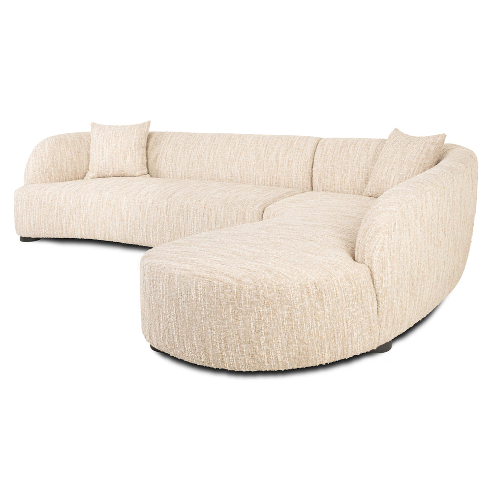 Canapea Pandora, angora bej, cu șezlong dreapta