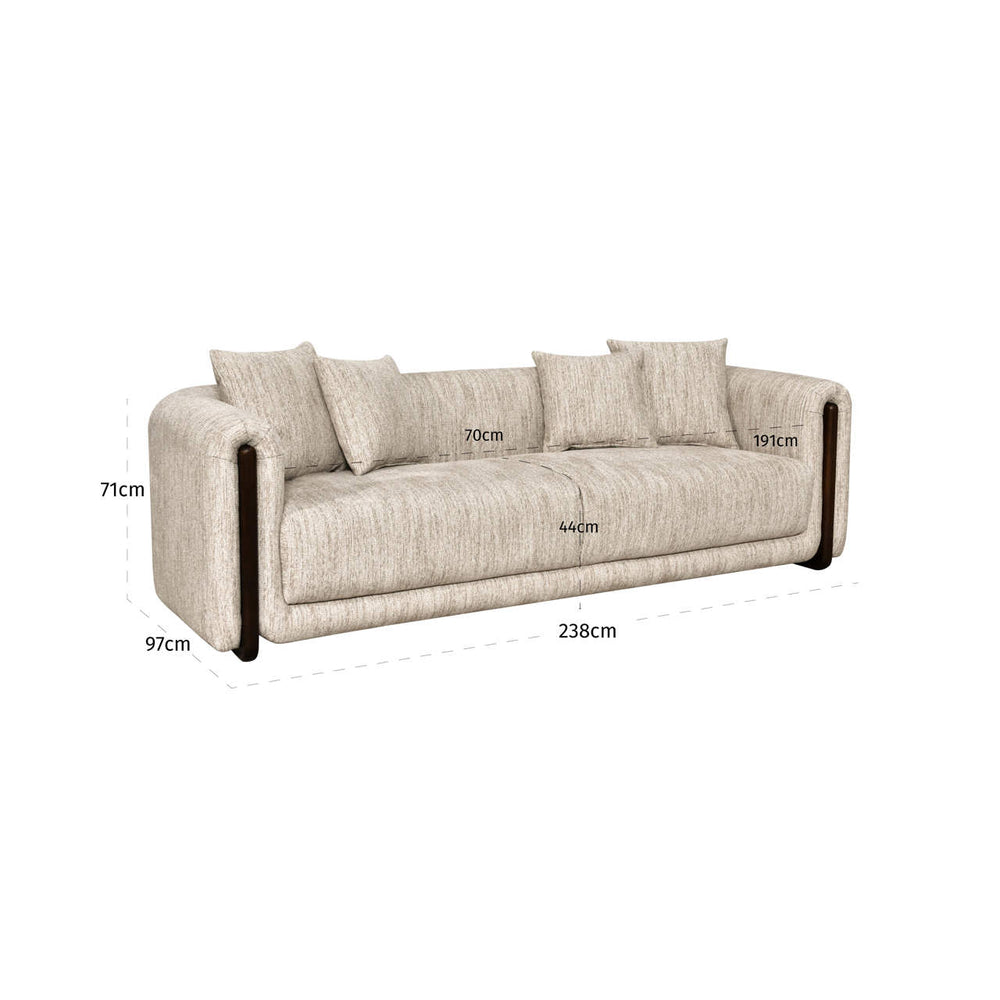 Canapea Winslov, softweave natural, ignifug – desen tehnic cu dimensiuni