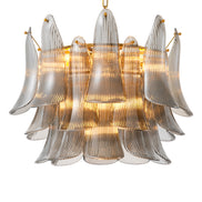 Candelabru Amun, finisaj alamă periată, sticlă fumurie