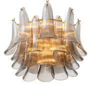 Candelabru Amun, finisaj alamă periată, sticlă fumurie
