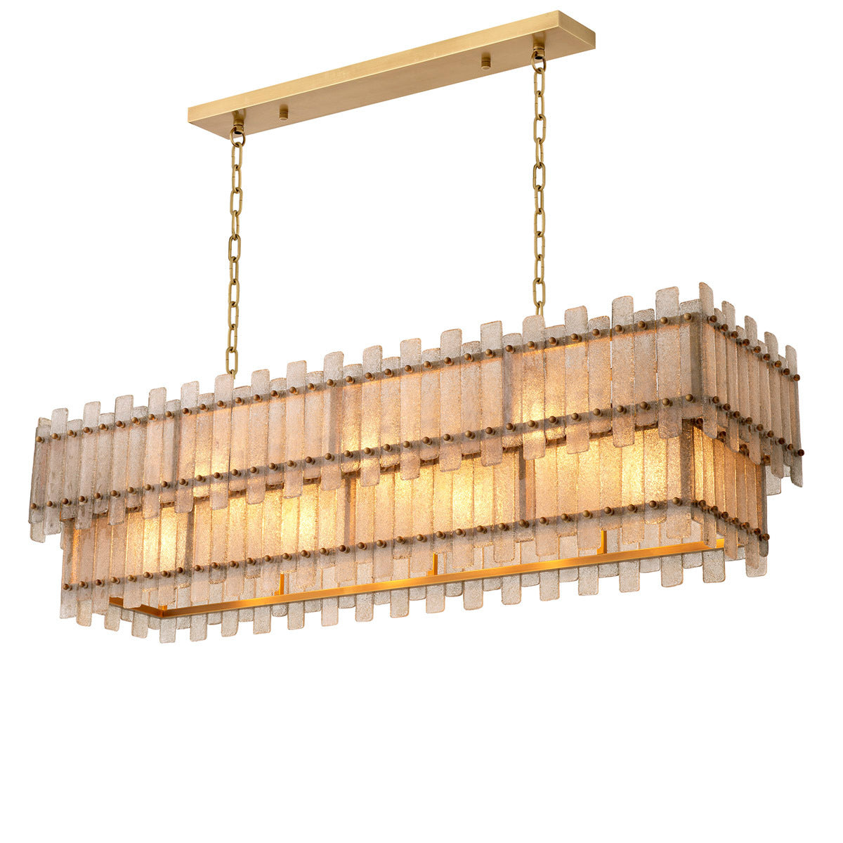 Candelabru Caprera rectangular, finisaj alamă antichizată
