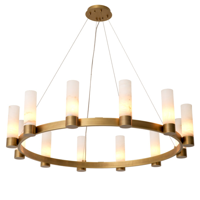 Candelabru Castro, finisaj alamă antichizată, alabastru