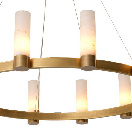 Candelabru Castro, finisaj alamă antichizată, alabastru