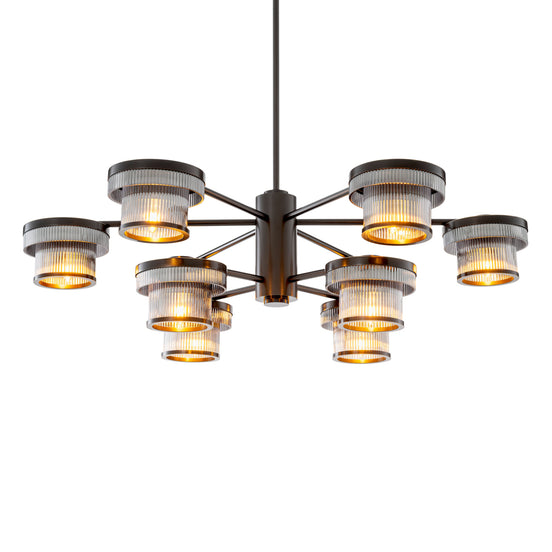 Candelabru CDJ Andromeda, finisaj bronz cu reflexe, sticlă fumurie