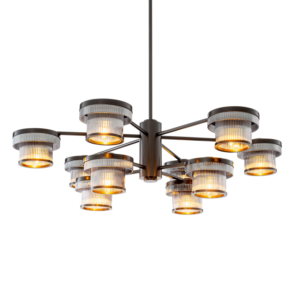 Candelabru CDJ Andromeda, finisaj bronz cu reflexe, sticlă fumurie