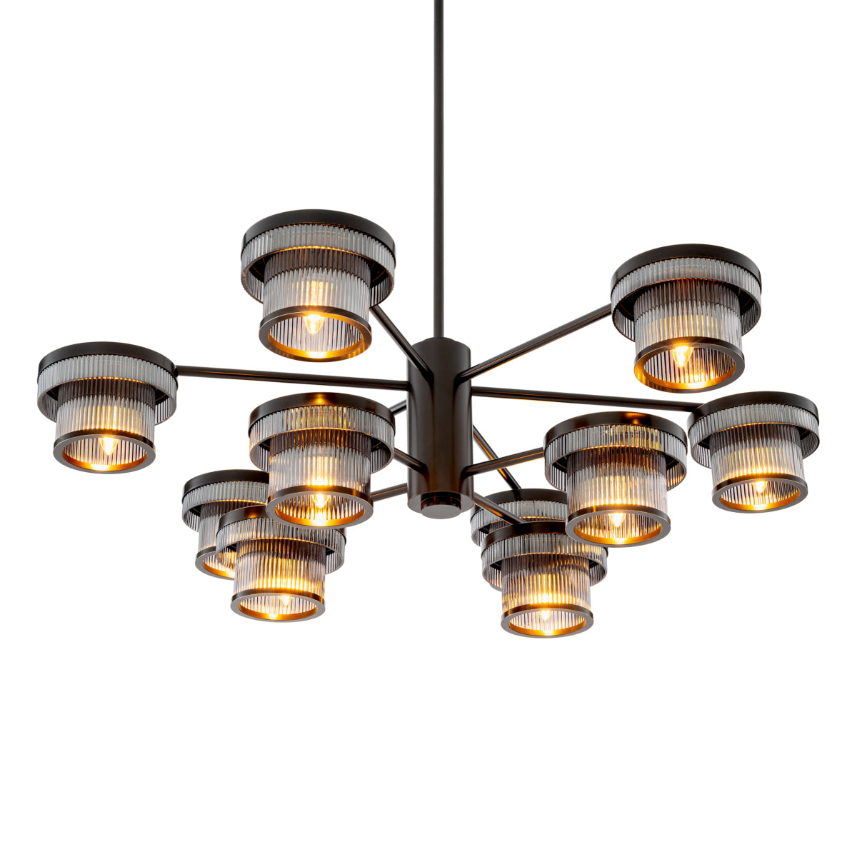 Candelabru CDJ Andromeda, finisaj bronz cu reflexe, sticlă fumurie