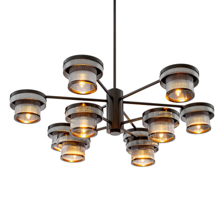 Candelabru CDJ Andromeda, finisaj bronz cu reflexe, sticlă fumurie