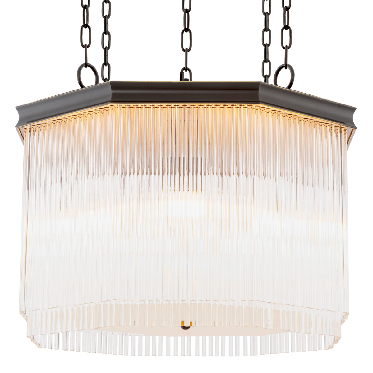 Candelabru CDJ Estela, finisaj bronz cu reflexe, sticlă transparentă