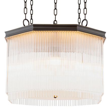 Candelabru CDJ Estela, finisaj bronz cu reflexe, sticlă transparentă
