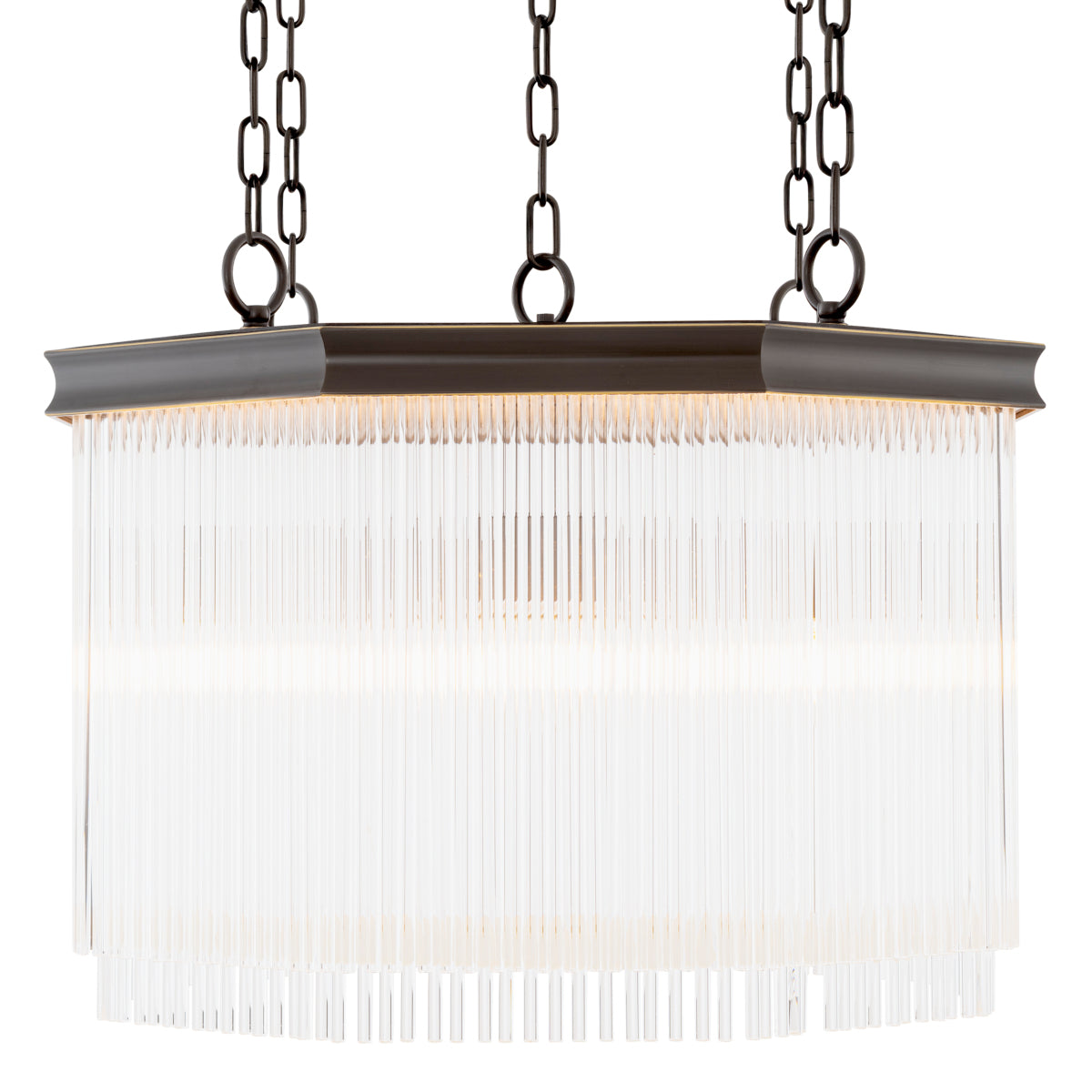 Candelabru CDJ Estela, finisaj bronz cu reflexe, sticlă transparentă