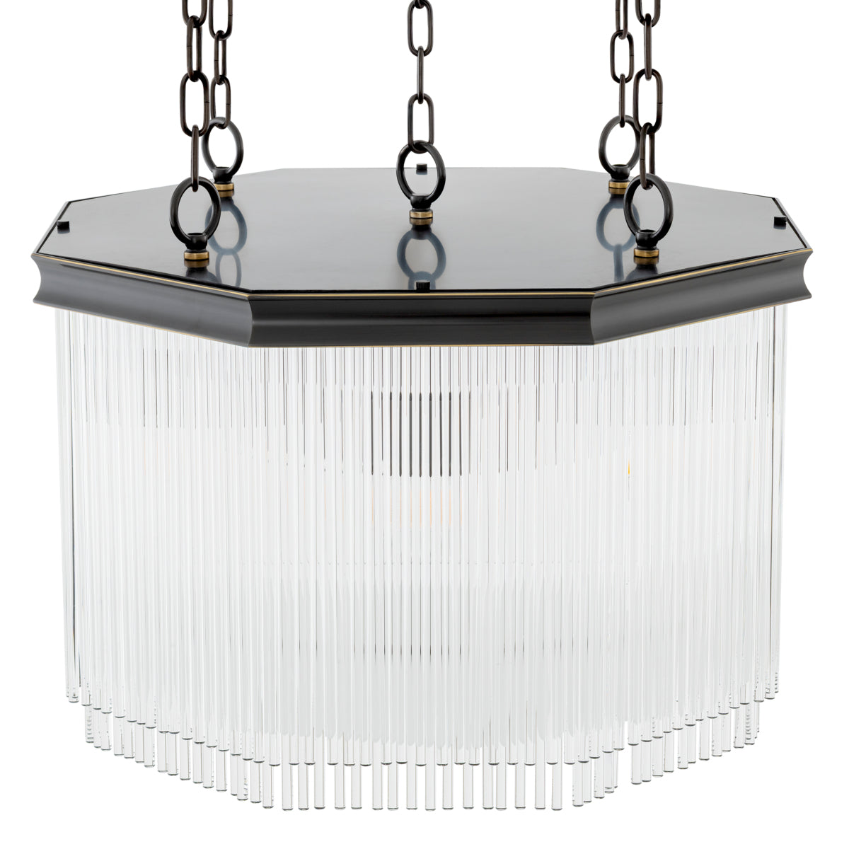 Candelabru CDJ Estela, finisaj bronz cu reflexe, sticlă transparentă