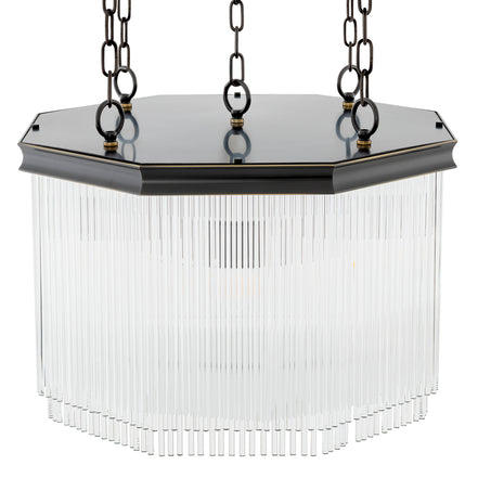 Candelabru CDJ Estela, finisaj bronz cu reflexe, sticlă transparentă