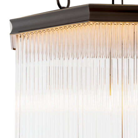 Candelabru CDJ Estela, finisaj bronz cu reflexe, sticlă transparentă