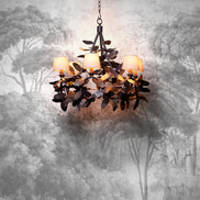 Candelabru Cheverny, finisaj bronz, cu abajururi albe