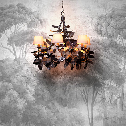 Candelabru Cheverny, finisaj bronz, cu abajururi albe