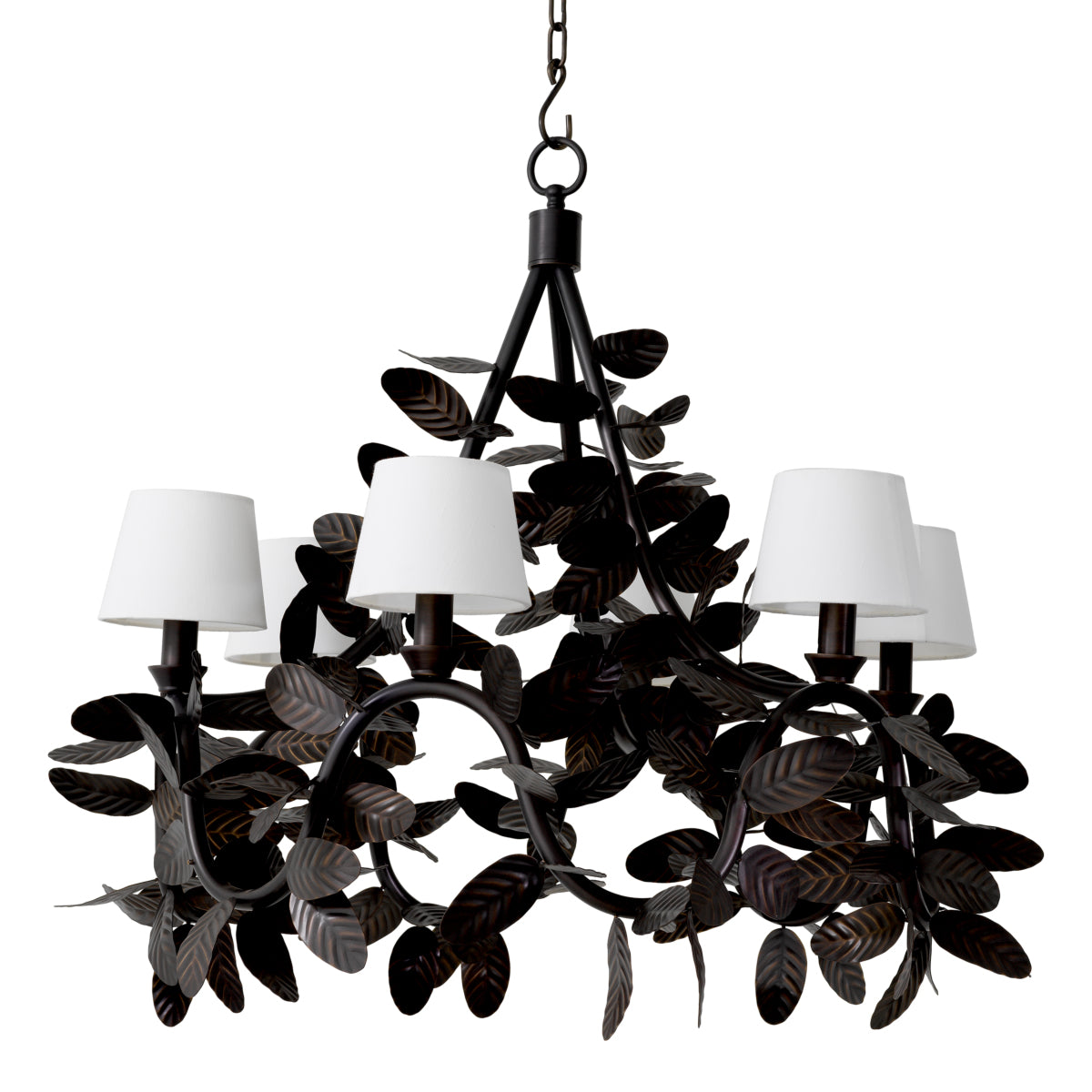 Candelabru Cheverny, finisaj bronz, cu abajururi albe