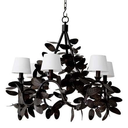 Candelabru Cheverny, finisaj bronz, cu abajururi albe