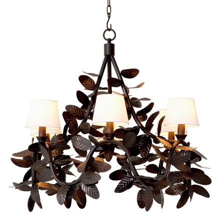 Candelabru Cheverny, finisaj bronz, cu abajururi albe