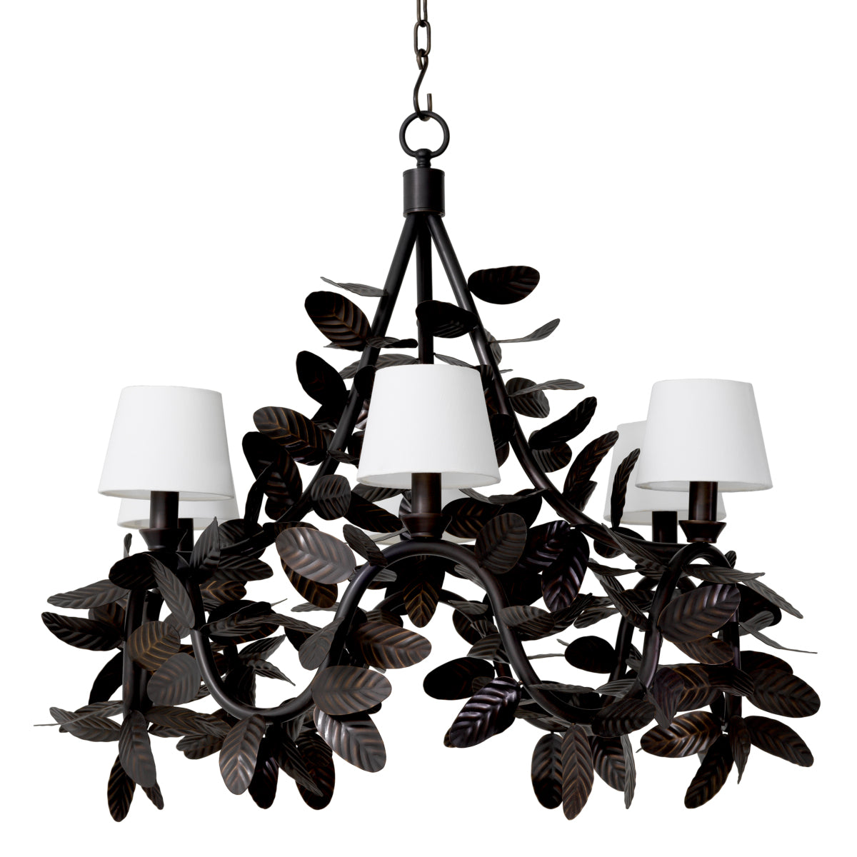 Candelabru Cheverny, finisaj bronz, cu abajururi albe