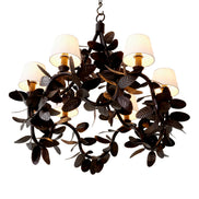 Candelabru Cheverny, finisaj bronz, cu abajururi albe