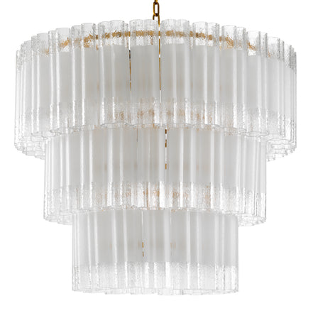 Candelabru Denton L, finisaj alamă antichizată, sticlă mată