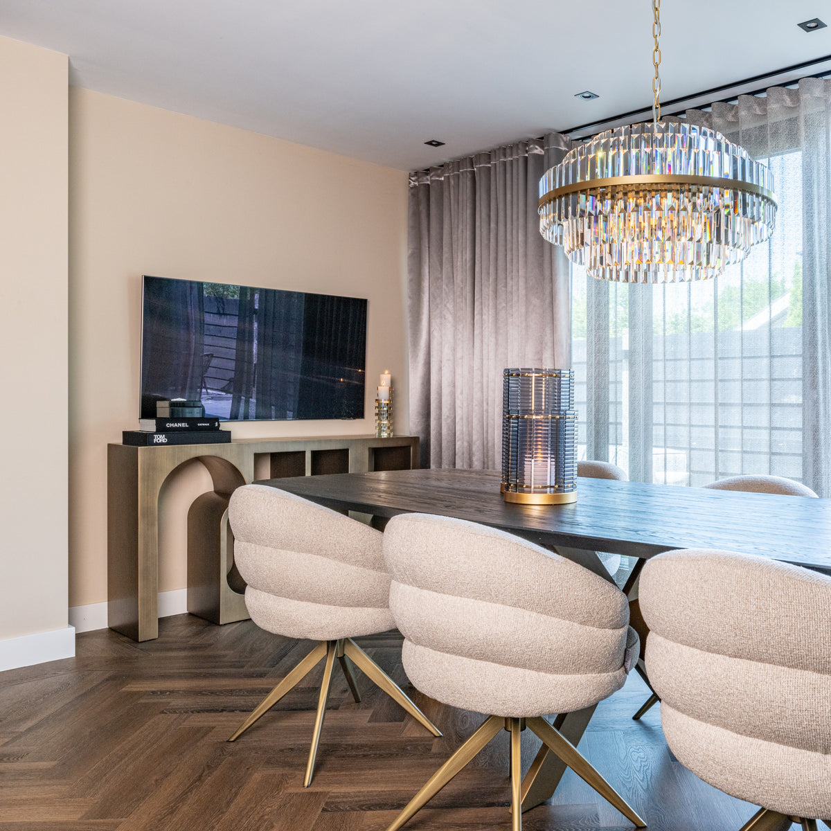 Candelabru Desire, auriu periat, mediu – ambient