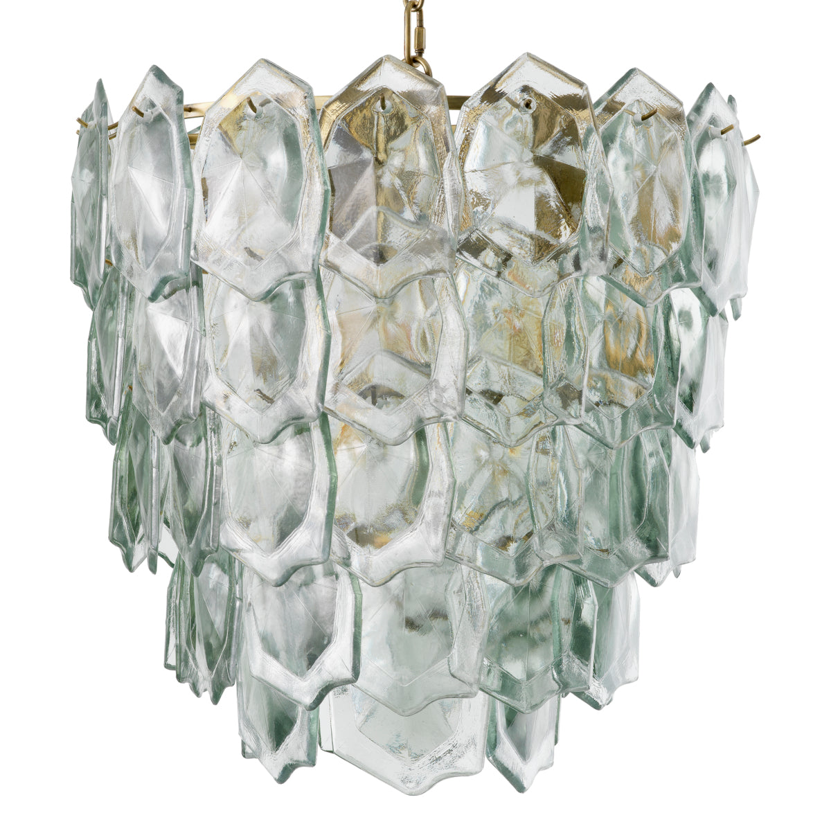 Candelabru Elias, finisaj alamă vintage, sticlă transparentă