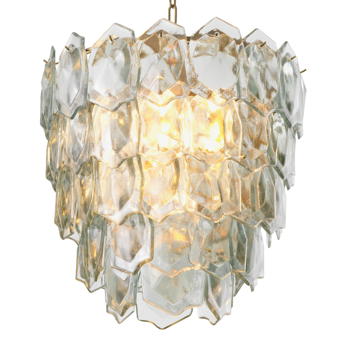 Candelabru Elias, finisaj alamă vintage, sticlă transparentă