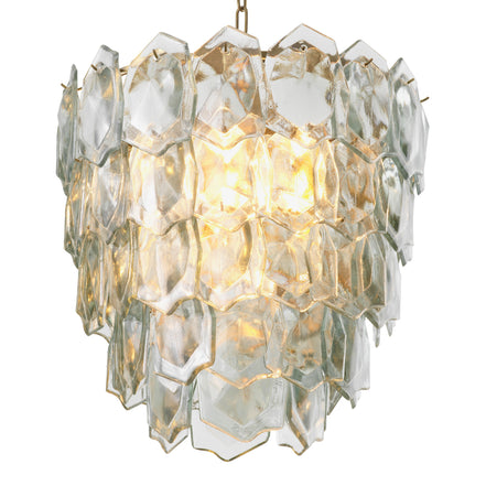 Candelabru Elias, finisaj alamă vintage, sticlă transparentă