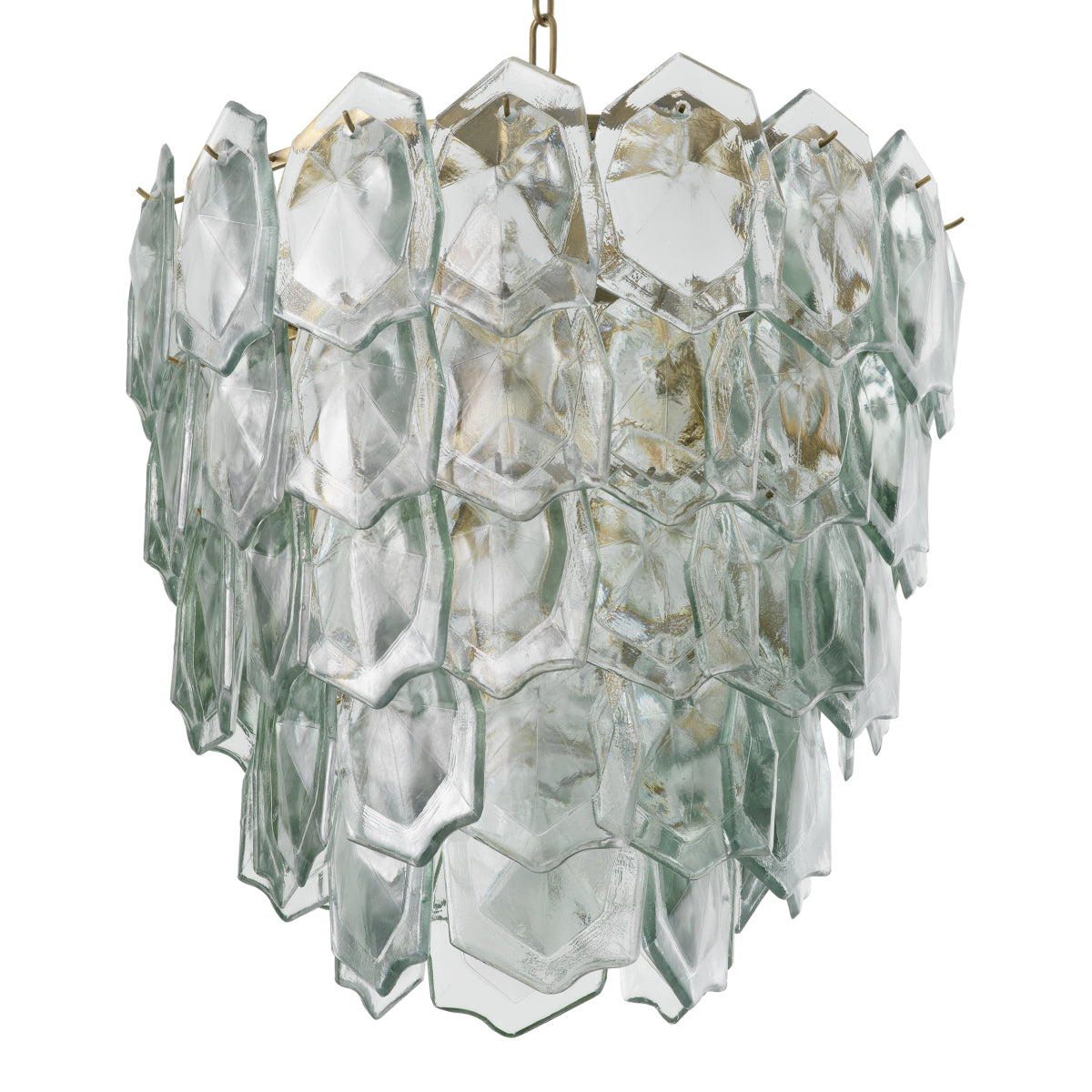 Candelabru Elias, finisaj alamă vintage, sticlă transparentă