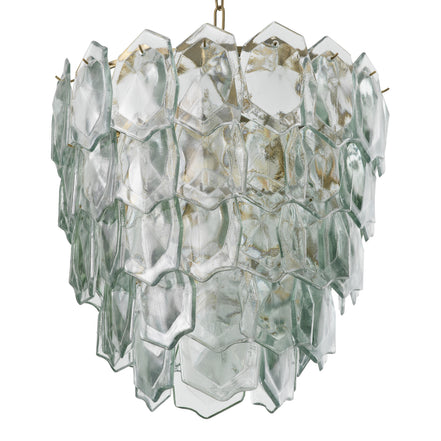 Candelabru Elias, finisaj alamă vintage, sticlă transparentă