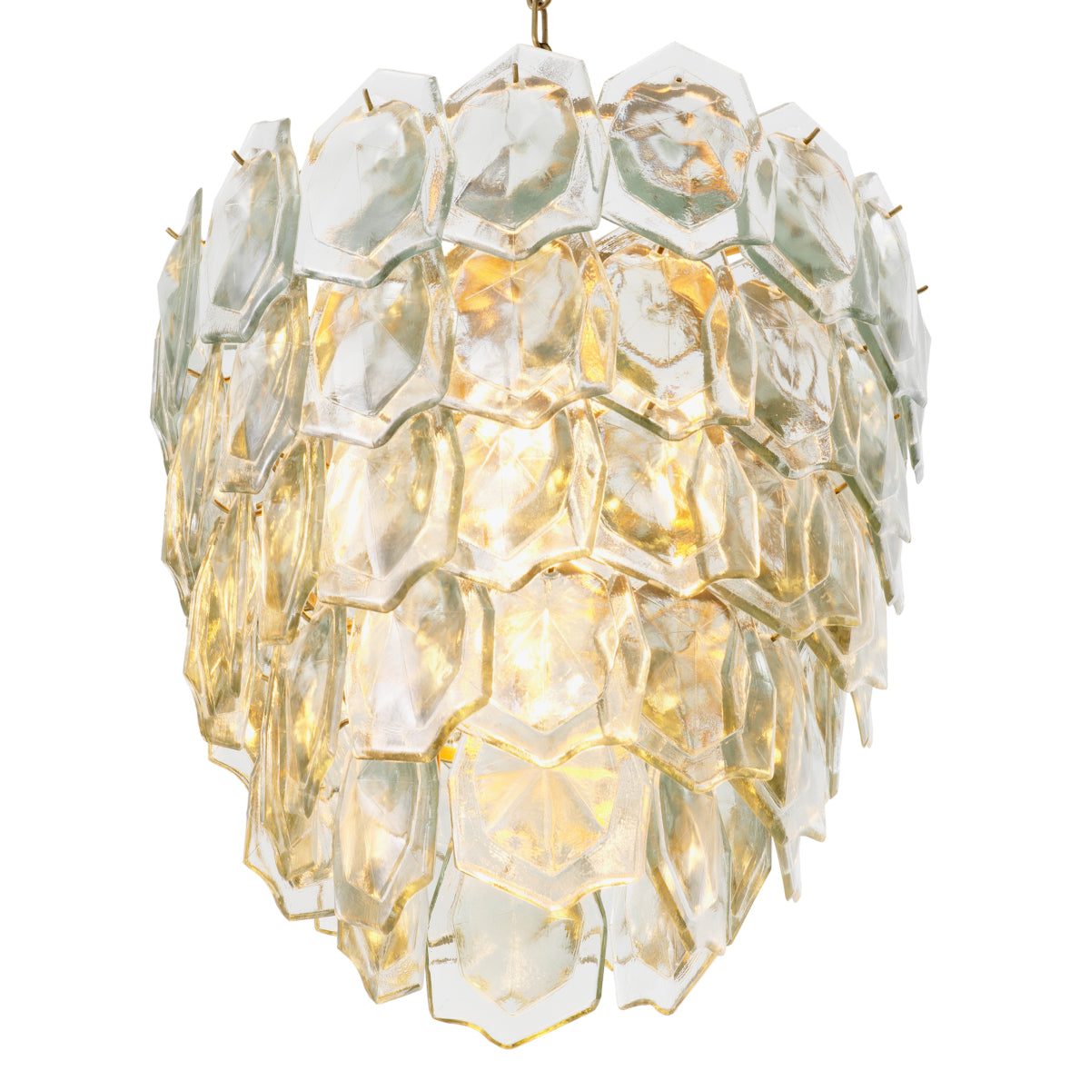 Candelabru Elias, finisaj alamă vintage, sticlă transparentă