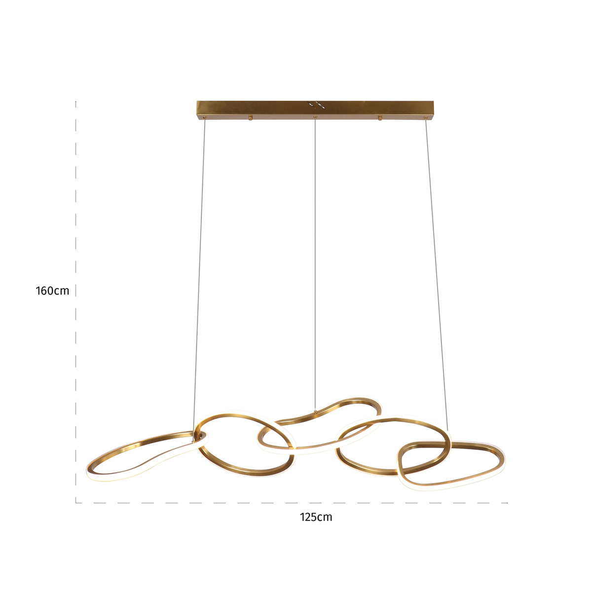 Candelabru Flyn, auriu periat – desen tehnic cu dimensiuni