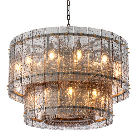 Candelabru Georgette, finisaj bronz, sticlă fumurie deschisă