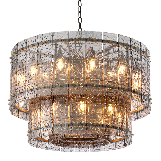 Candelabru Georgette, finisaj bronz, sticlă fumurie deschisă