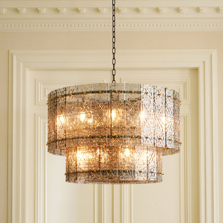 Candelabru Georgette, finisaj bronz, sticlă fumurie deschisă