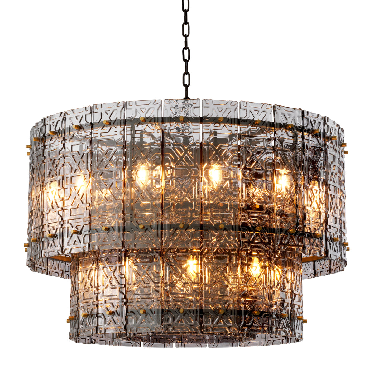 Candelabru Georgette, finisaj bronz, sticlă fumurie deschisă