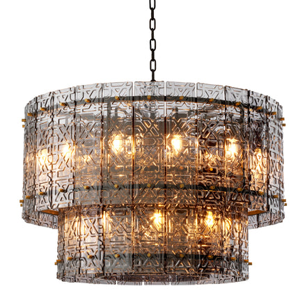 Candelabru Georgette, finisaj bronz, sticlă fumurie deschisă