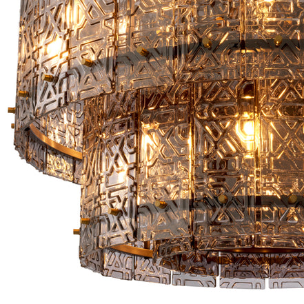 Candelabru Georgette, finisaj bronz, sticlă fumurie deschisă