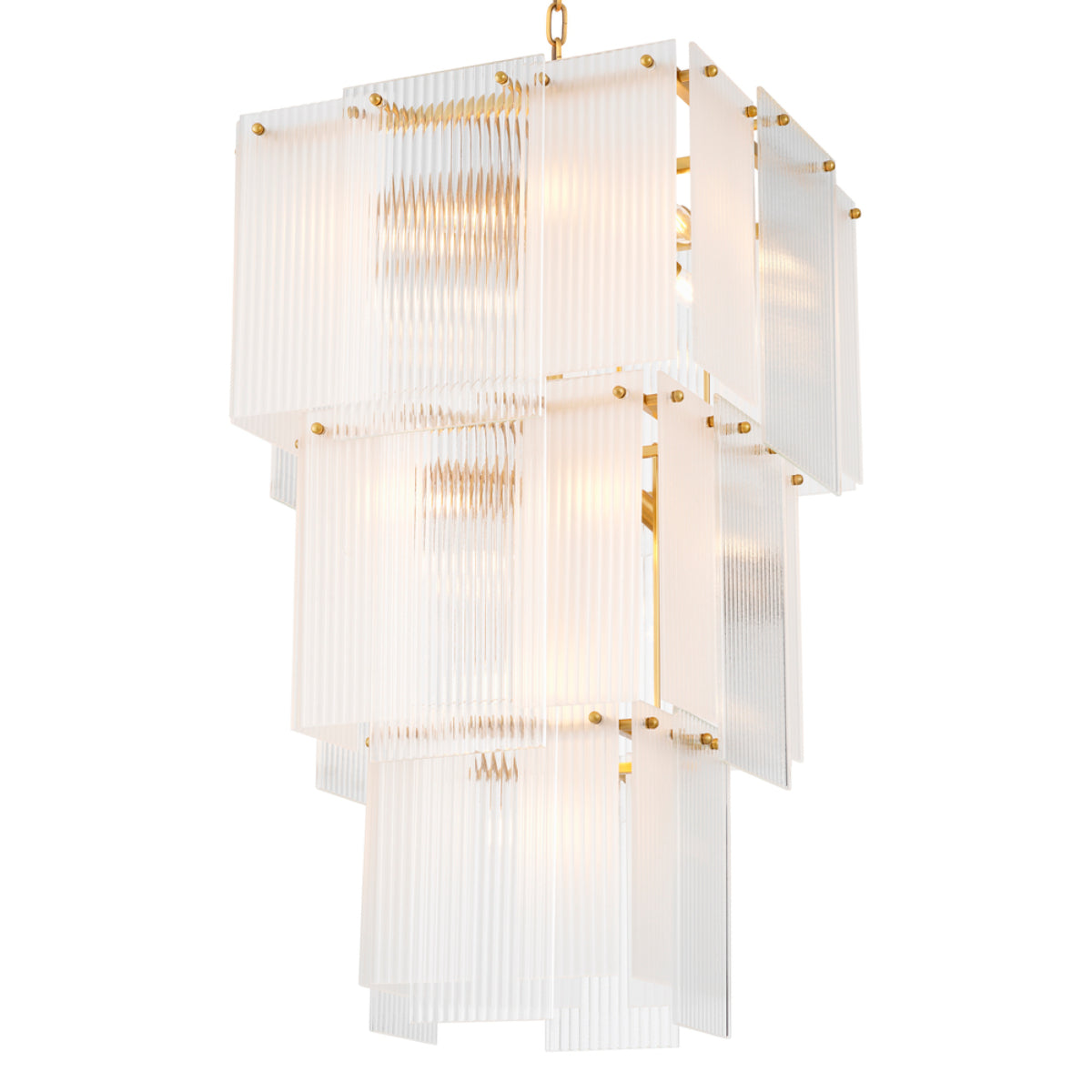 Candelabru Giardano, sticlă transparentă și mată, finisaj alamă antichizată
