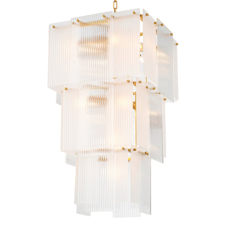 Candelabru Giardano, sticlă transparentă și mată, finisaj alamă antichizată