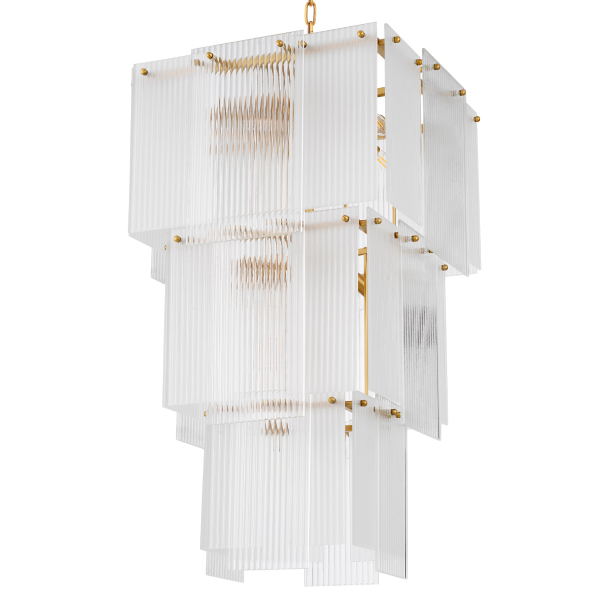 Candelabru Giardano, sticlă transparentă și mată, finisaj alamă antichizată