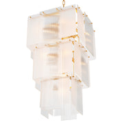 Candelabru Giardano, sticlă transparentă și mată, finisaj alamă antichizată
