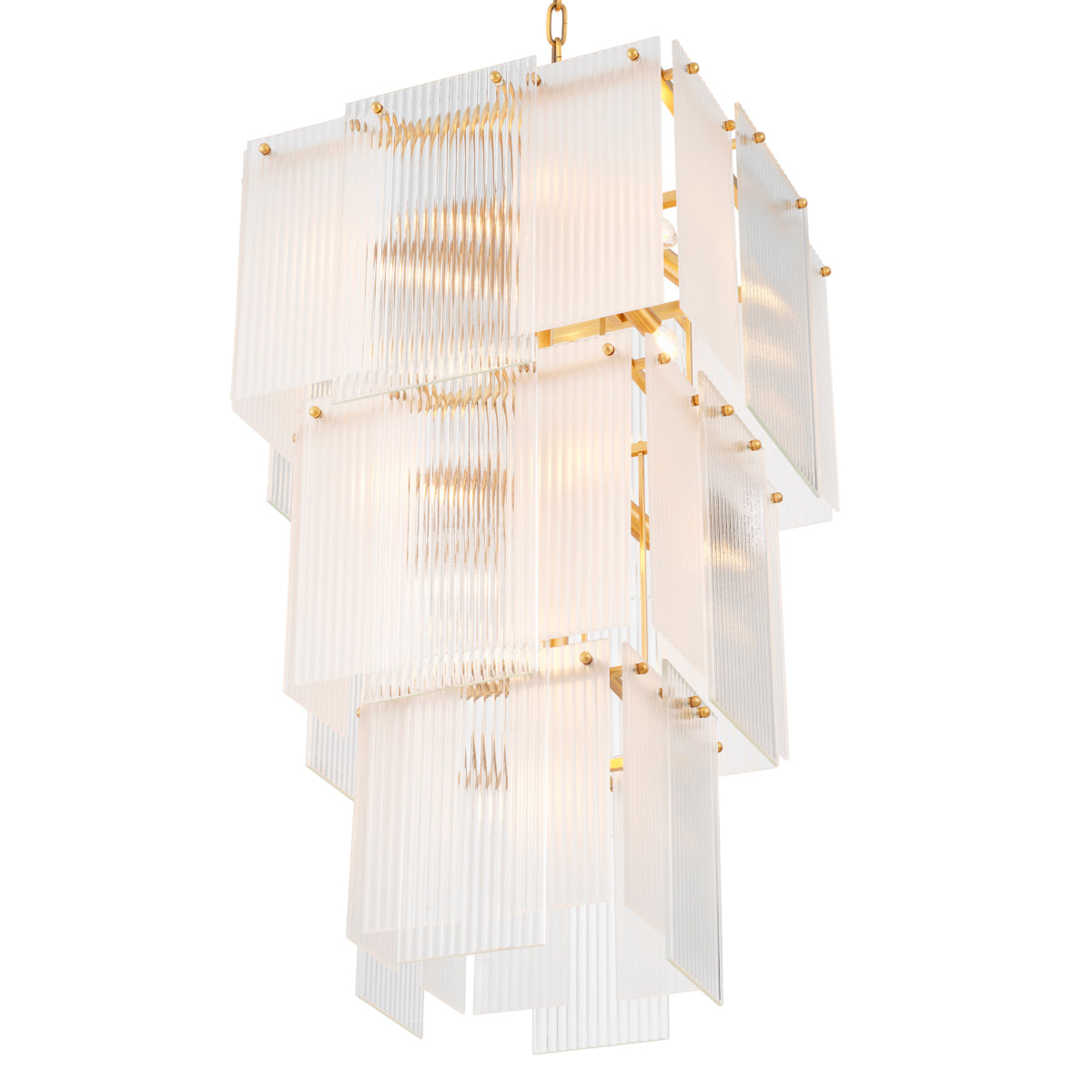 Candelabru Giardano, sticlă transparentă și mată, finisaj alamă antichizată