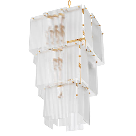Candelabru Giardano, sticlă transparentă și mată, finisaj alamă antichizată