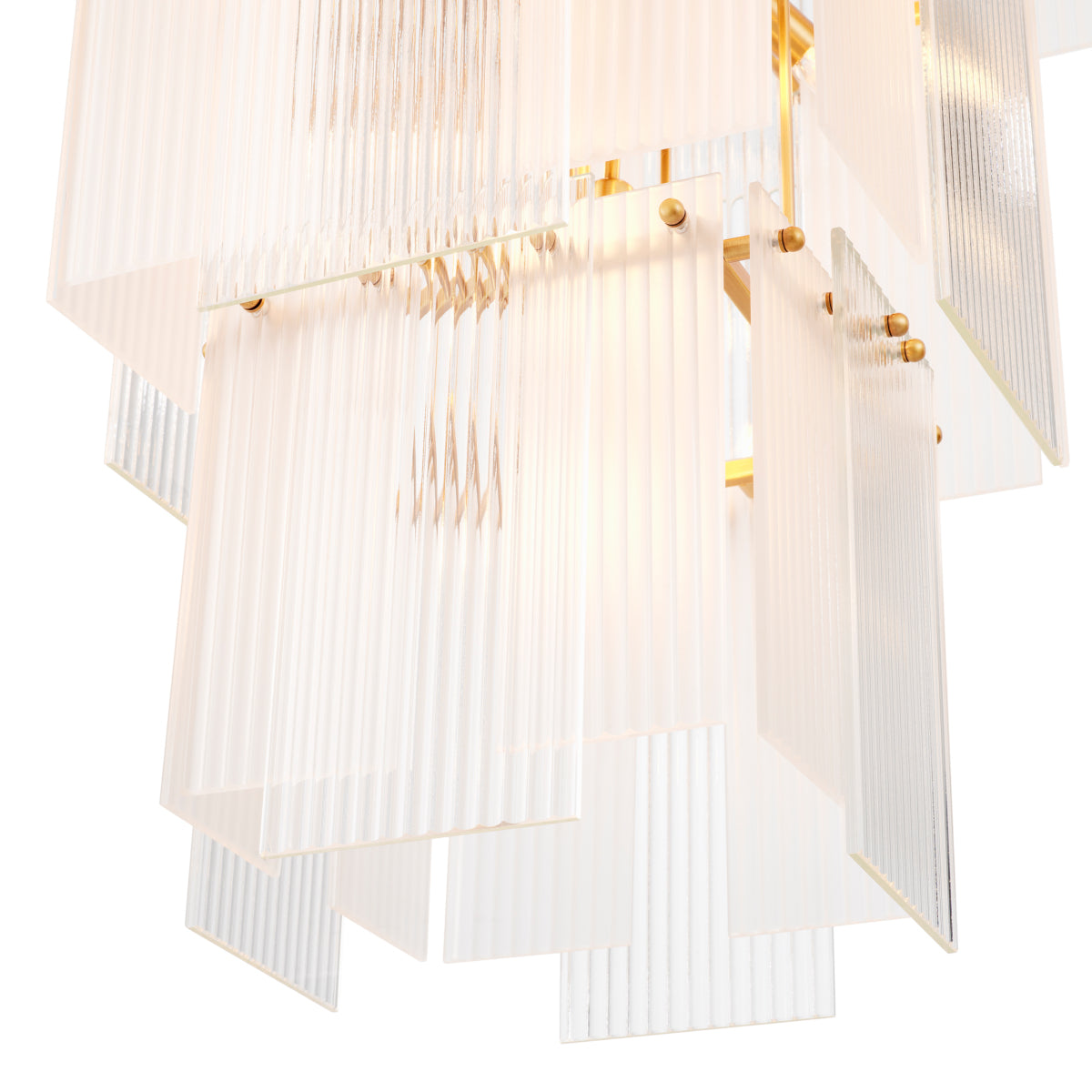 Candelabru Giardano, sticlă transparentă și mată, finisaj alamă antichizată