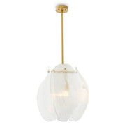 Candelabru Hibis S, finisaj alamă antichizată, sticlă transparentă
