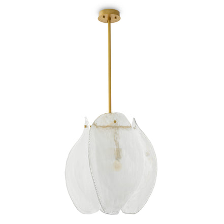 Candelabru Hibis S, finisaj alamă antichizată, sticlă transparentă