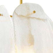 Candelabru Hibis S, finisaj alamă antichizată, sticlă transparentă