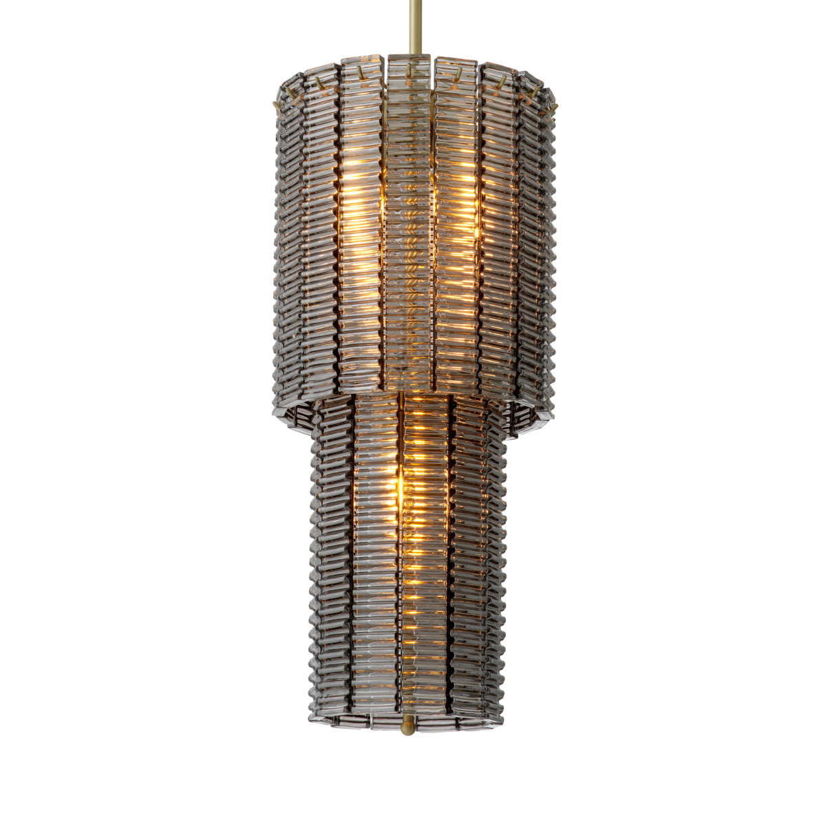 Candelabru Imperial S, finisaj alamă periată, sticlă fumurie